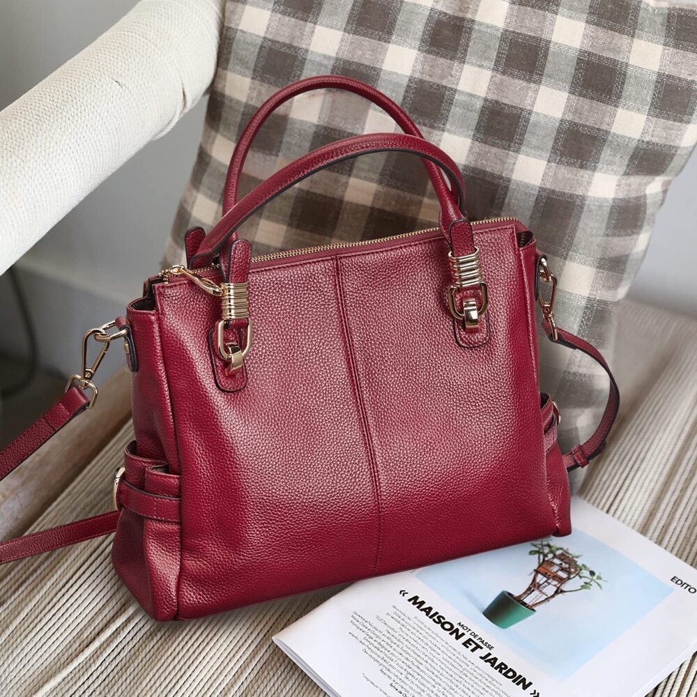 9319 Leather Purses and Handbags, Satchel Tote Shoulder Bag - Picture 3 of 6